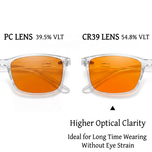 <span class=keywords><strong>Gafas</strong></span> con <span class=keywords><strong>Filtro</strong></span> de Luz <span class=keywords><strong>Azul</strong></span> para Mejorar el Sueño y Combatir el Insomnio, Montura Transparente Estilo Coreano con Tinte Naranja Ámbar - Product Image 2