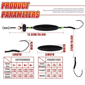 Ensemble de pêche flottant pour poisson-chat à double hameçon, mousse haute densité, flottabilité élevée, double billes sonores 360 °   Hameçon pivotant anti-accroc 20g 30g 40g pour la pêche au poisson-chat - Product Image 6