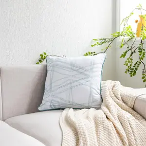 Preço baixo Capas de almofada quadradas de dois lados tecido de algodão colorido turquesa abstrata bordado travesseiros de rosca decoração para casa