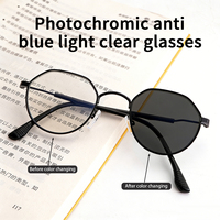 Gafas con Filtro de Luz Azul, Diseño Nuevo, Cambio de Color, Montura Redonda Pequeña, Montura Óptica, Gafas Fotocromáticas para Mujer