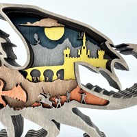 Neue Kunstvolle Holz-3D-Tierfigur Dekoratives Objekt mit Modernem Schlichtem Design Fliegender Drache Figur für Heim- und Bürodekoration