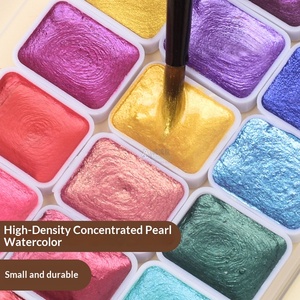 Juego de Pinturas de Acuarela Sólidas Perladas Ecológicas No Tóxicas <span class=keywords><strong>para</strong></span> Niños con 6/8 Colores Lavables <span class=keywords><strong>para</strong></span> Pintar sobre Lienzo - Product Image 5