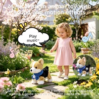 Tumama Chien Corgi Interactif Musical pour Enfants, Jouet Électronique en Peluche Robot Chiot à Commandes Vocales pour Garçons et Filles