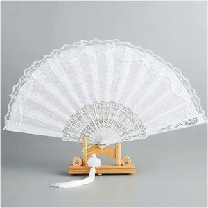 Éventail pliant en dentelle pour femmes, personnalisé, imprimé, pour la musique, les mariages, la décoration intérieure, accessoires de danse écologiques peints - Product Image 6