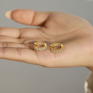 Boucles d'oreilles classiques Dylam Eternity, plaquées or 18 carats, argent S925, pierre en moissanite D VVS1, boucles d'oreilles à clip pour femmes - Product Image 4