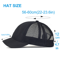 Gorra de béisbol de malla de verano de 6 paneles con visera corta, transpirable, estilo Dad Hat, ajustable, unisex, estilo Trucker, gorra de sol.
