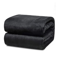 Plaid en flanelle polaire tricoté, uni, lavé, léger, super doux, luxueux, double couche
