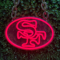 Collier LED en forme de ballon sportif chrétien, alimenté par USB, luminosité réglable, effet néon |   Cadeau avec logo d'équipe de football pour garçons
