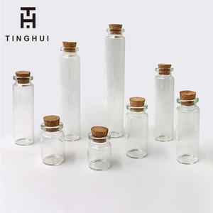5ml 6ml 7ml 8ml 9ml 10ml 15ml 20ml 30ml High Quality Multiple Capacities Empty clear Small Glass Container Bottle <b>with</b> <b>Cork</b> <b>Lid</b> - Product Image 2