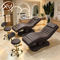 Camilla de Masaje Eléctrica Curva de Lujo Marrón para Tratamientos de Pestañas, Estética, Cosmética y Facial para Spa, Salón de Belleza y Gimnasio