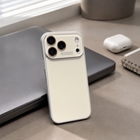 Coque de téléphone avec grande ouverture pour appareil photo, effet peau, en verre, pour iPhone 18 Pro Max, rouge cerise