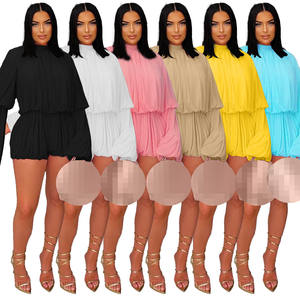 Yaz kıyafetleri giysi kadınlar seksi uzun kollu pilili üst parlama kollu kadın rahat iki adet kısa Set - Product Image 2