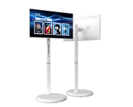 21.5-32 Inch Portable Touch Screen Smart TV Android 12 on Wheels with Adjustable Stand for Living Room Bedroom