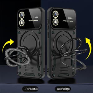Funda de armadura magnética para <span class=keywords><strong>Motorola</strong></span> <span class=keywords><strong>Moto</strong></span> G84 G04 G24 G34 E13 <span class=keywords><strong>G22</strong></span> G10 G20 G30 G54 protección de lente de cámara de alimentación cubierta de soporte giratorio - Product Image 2