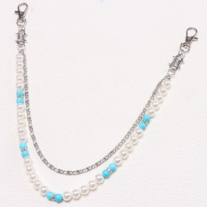 Chaîne de taille double couche Yueli avec perles et perles turquoise, accessoire pour pantalon en jean, chaîne de corps tendance pour usage quotidien - Product Image 3
