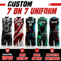 Maillots de football américain à drapeau personnalisés PURE à capuche et à compression pour 7 joueurs, uniformes entièrement sublimés pour équipes de club 7 contre 7