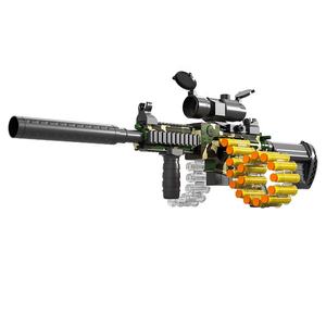 M416 arma de brinquedo, macia, bala, corrente, bloco de construção, diy, criança, menino, imaginação, trem, modo duplo, batalha, máquina pesada, arma de brinquedo