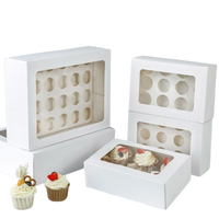 Boîte d'emballage en papier pour cupcakes avec 12 pièces et 24 trous, boîte à tarte aux œufs pour tasse à muffins, boîte d'emballage pour tasse à pudding en mousse de son de bois