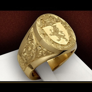 Bague pour homme en cuivre plaqué or, motif couronne, lion, bouclier, insigne, sceau royal, modèle <span class=keywords><strong>best</strong></span>-<span class=keywords><strong>seller</strong></span> Wish - Product Image 3