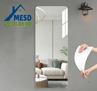 Miroir autocollant en acrylique HD incassable, souple, en plastique, non en verre, à fixer au mur, pleine longueur