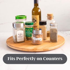 Bamboo Spice <b>Tray</b> Round 35x35x1.5cm Minimalist Kitchen <b>Storage</b> Stand For Spices - Product Image 2