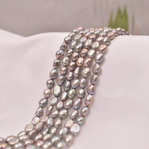 Perles d'eau douce naturelles irrégulières à deux faces, semi-finies, faites à la main, en pierre grise de forme baroque, accessoire de bricolage - Product Image 2