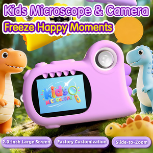 Microscope numérique 2 en 1 pour enfants, caméra avec écran de 2,0 pouces, rechargeable, zoom manuel, jouet éducatif, cadeau - Product Image 1