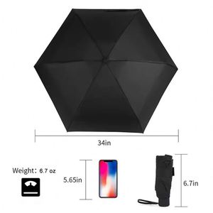 Parapluie pliant manuel 5 sections anti-UV et anti-pluie pour femme, mini parapluie de poche personnalisable avec logo, vente en gros - Product Image 2