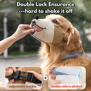 Muselière anti-aboiement et anti-morsure pour chien, respirante, motif dessin animé souriant, avec boucle - Product Image 4