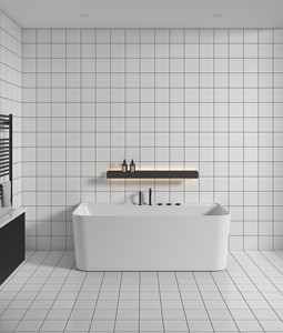Baignoire autoportante en acrylique moderne et brillante pour 1 personne, certifiée pour usage intérieur en villas et hôtels, avec fonction massage pour salle de bain - Product Image 2
