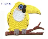 Personnalisé Personnalisé Oiseau Badge Broderie Patch Sergé Tissu Hibou et Perroquet Emblème Entièrement Cousu pour Chapeau Accessoire