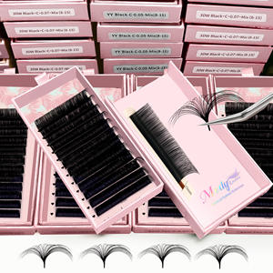 도매 개별 De Cils 캐시미어 벨벳 매트 블랙 사용자 정의 의료 속눈썹 트레이 용품 손으로 만든 볼륨 속눈썹 연장 - Product Image 1