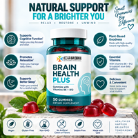 Gummies Brain Health Plus, complément alimentaire testé cliniquement à base de café et de cerise, fabrication OEM, marque privée, qualité supérieure, atelier propre