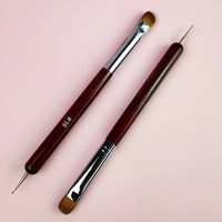 Pinceau à ongles en gel pour manucure en gros, 100% acrylique, pour nail art français, stylo en nylon doux, double tête ronde, manche en bois