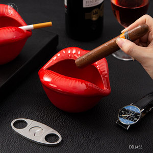 Cendrier en céramique en forme de lèvres sur mesure, couleur rouge DD1453, pour cigares, décoration intérieure, cadeau - Product Image 3