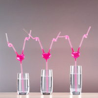 Pailles en plastique, longues, pour art créatif, fantaisie, cœur d'amour