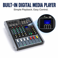 ET-40SUSB Mini table de mixage audio 4 canaux Bluetooth USB MP3 avec égaliseur 3 bandes et alimentation fantôme 48V pour l'enregistrement à domicile, le streaming en direct et les podcasts