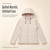 Veste matelassée hybride à capuche pour femme, softshell, vêtement d'extérieur d'hiver, fermeture éclair intégrale, pull-over