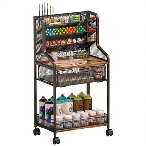 Chariot de rangement métallique mobile à <span class=keywords><strong>cinq</strong></span> niveaux, moderne, pour l'organisation d'art et d'artisanat, support roulant multi-niveaux pour pinceaux et outils d'art, utilisation en cuisine - Product Image 1
