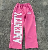 Pantalon 2 pièces de luxe brodé en détresse et haut survêtements à fermeture éclair complète pour hommes survêtement tricoté ensemble de pantalons longs d'hiver pour hommes