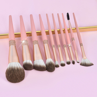 Daily Queen Christmas 12pcs Kuas Bedak Berlian Pink Berkualitas Tinggi Bulu Lembut Set Rias Wajah Logo Kustom