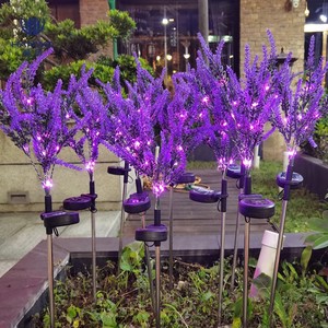 Lámpara de enchufe de tierra resistente al agua LED IP65 con energía solar Araña Lirio Girasol Rosa Flor artificial Diente De León Césped - Product Image 2