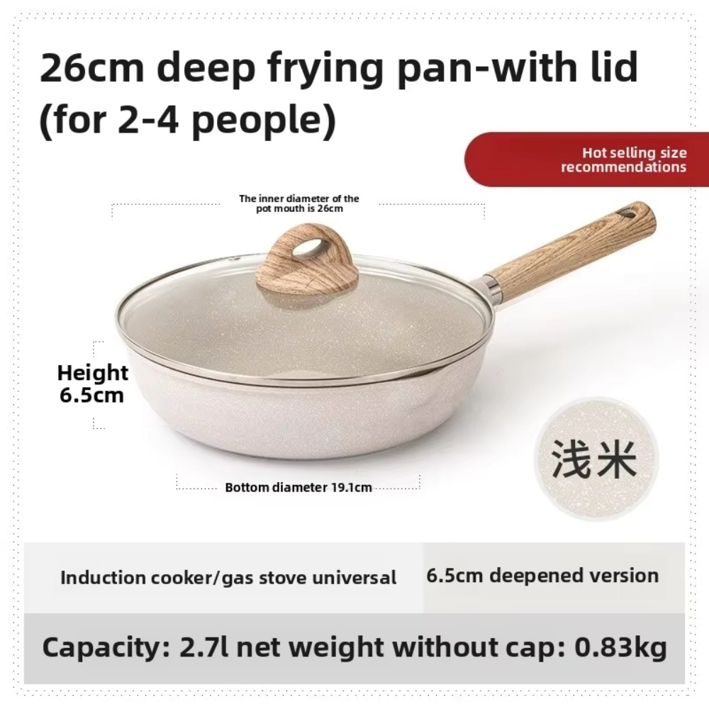 Poêle à frire profonde de 26cm avec couvercle