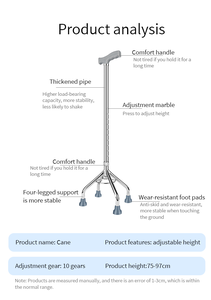 Canne de marche en alliage d'aluminium de haute qualité et confortable, déambulateur réglable, béquille pour personnes âgées et blessées - Product Image 6
