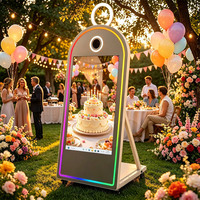 Machine de photomaton de haute qualité pour événements de mariage avec imprimante, écran tactile de 21,5 pouces, miroir magique ovale
