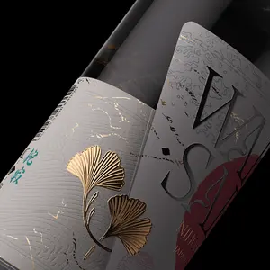 Custom Premium 3D Varnish Gin Label Gold Foil Embossing Printed Logo Spot UV Textured Paper Wine Bottles Packaging Labels