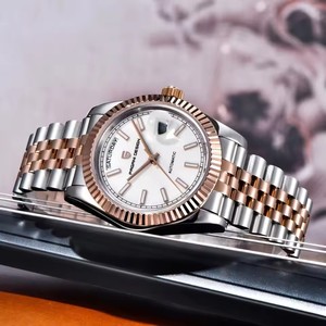 PAGANI DESIGN 2025 Nuovo <span class=keywords><strong>Orologio</strong></span> <span class=keywords><strong>Automatico</strong></span> di Lusso DD36 con Quadrante Smaltato Argento e <span class=keywords><strong>Oro</strong></span> per Uomo, Vetro Zaffiro AR, <span class=keywords><strong>Orologio</strong></span> Meccanico da Polso - Product Image 4