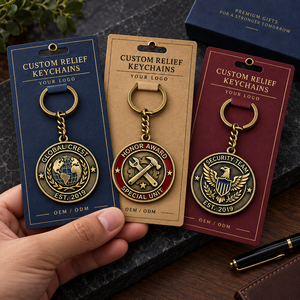 Custom Antique Bronze 2D Relief Corporate Award Medal Keychains with Personalized Backstamp OEM ODM Manufacturing - Product Image 2