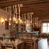 Luminaire suspendu LED rétro Zhongshan en corde de chanvre et bambou pour restaurants, cafés, magasins de vêtements, comptoirs de bar, décoration élégante en bambou