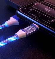 Câble de charge USB 3-en-1 lumineux de haute qualité 1,2 m avec LED, blindage tressé et gaine en PVC pour ordinateur et appareil photo